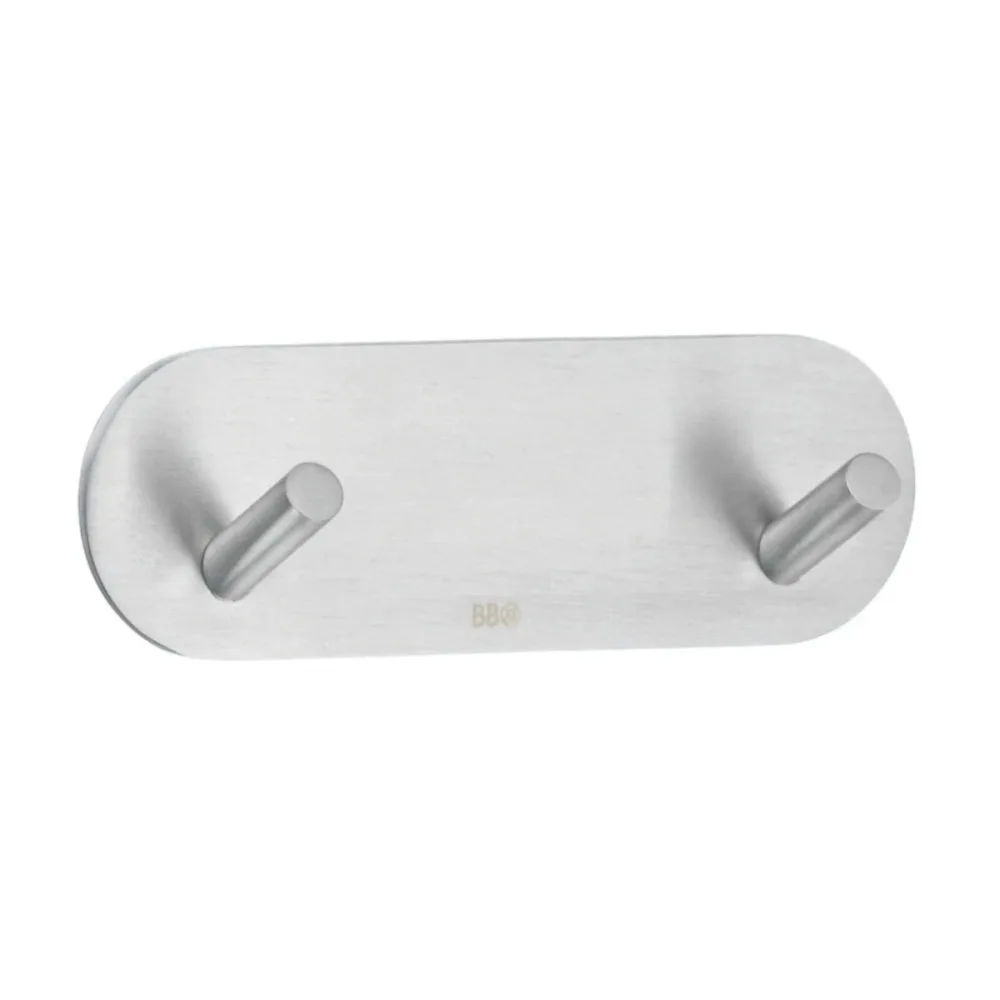 Självhäftande Dubbelkrok Design B1081 Borstad, Krom - Bild 2