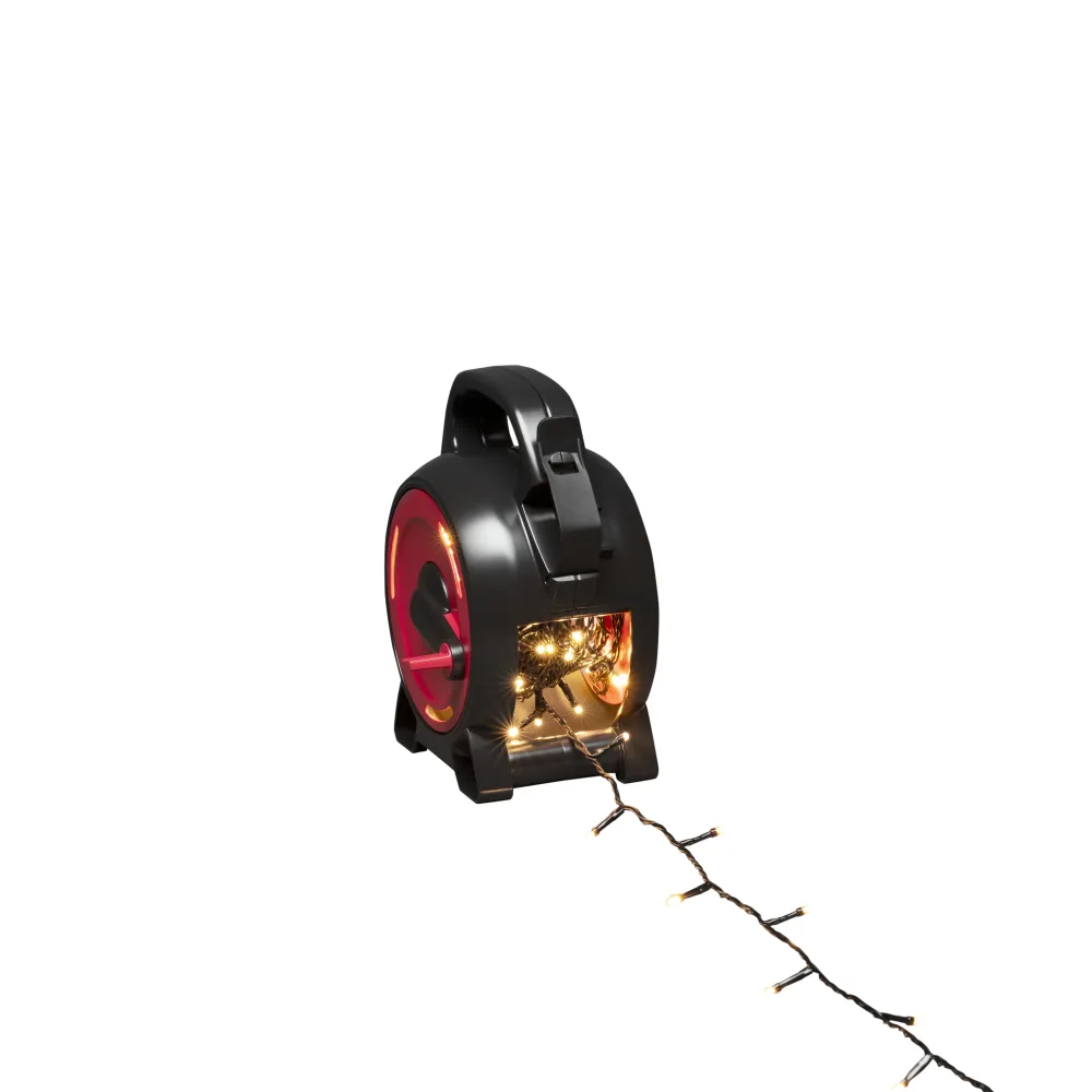 Konstsmide 3832-107 Sladdvinda varmvita, svart soft-kabel 13.93 m