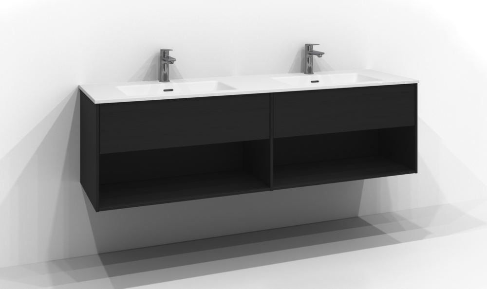 TVÄTTSTÄLLSSKÅP SVEDBERGS EPOS PLAN SVART ASK 1+1L ÖPPEN 159X45X45,3CM