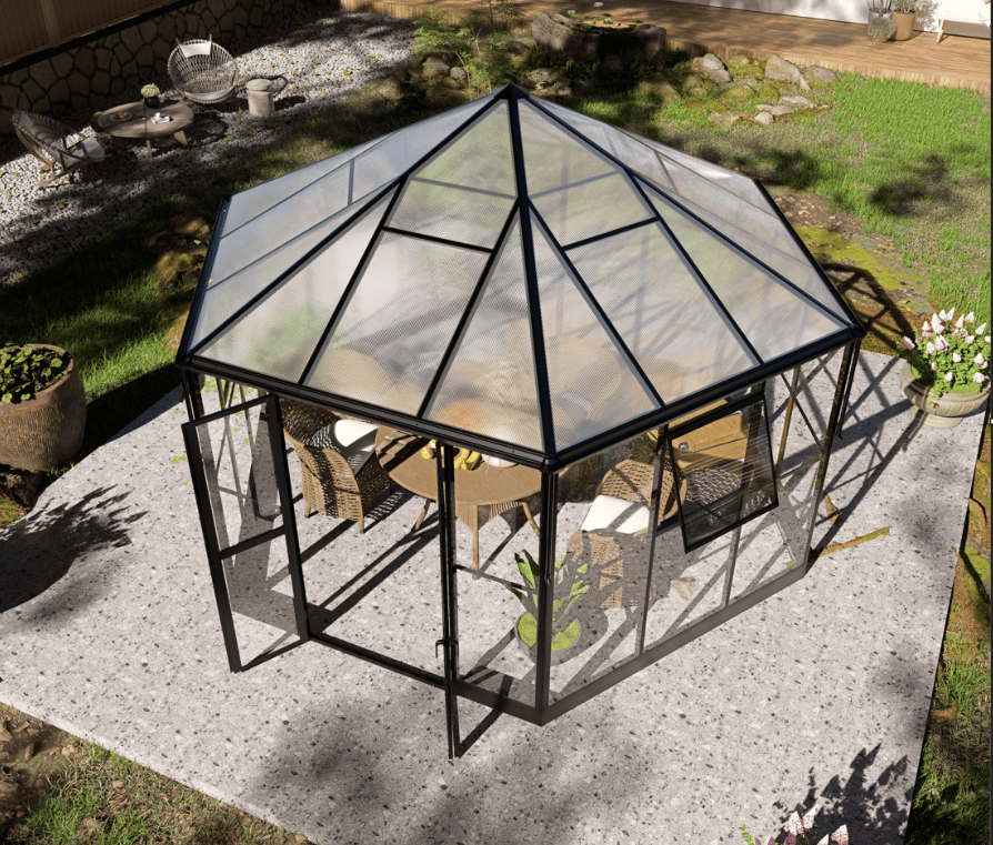 Gazebo 12,7m² | Stort premiumväxthus| Stormgaranti | 4 mm säkerhetsglas
