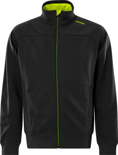 JACKA 7552 GSM SWEATSHIRT SVART/HIVIS GUL STL S