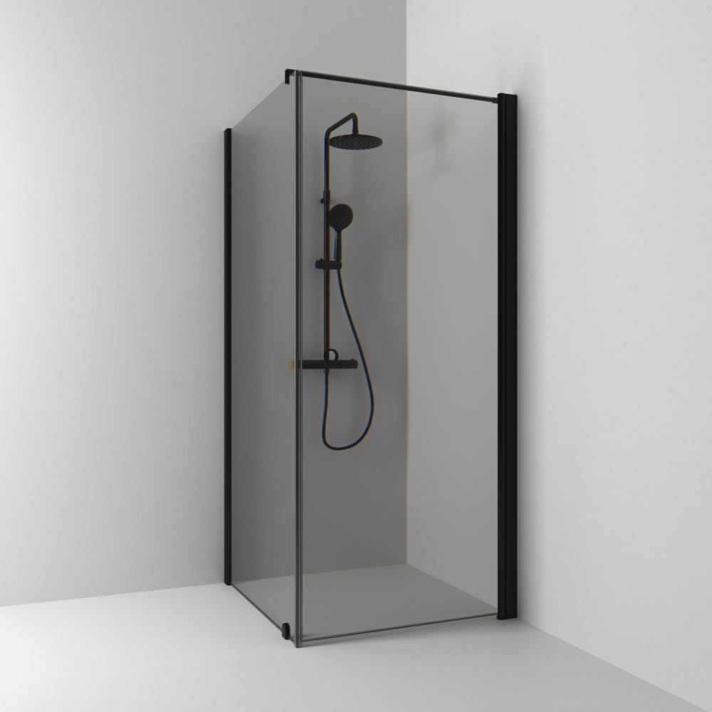 HÖRNDUSCH SVEDBERGS RAK/FAST SK HG SV/RÖ90X70, MATT RÖK INTHT 90X198X70CM