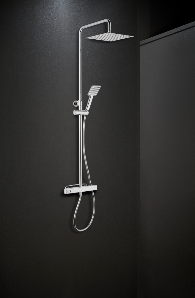 TAKDUSCH HAFA MIX SLIM SQUARE 150CC KROM MED 300X300 DUSCHHUVUD