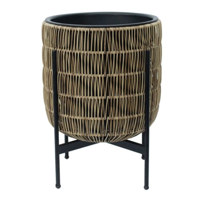 Wicker Blomkruka på stativ 38x38xH49 cm Ljusbrun