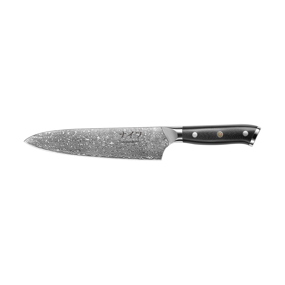 Damascus By Hâws kockkniv 33,5 cm, Svart-rostfritt stål