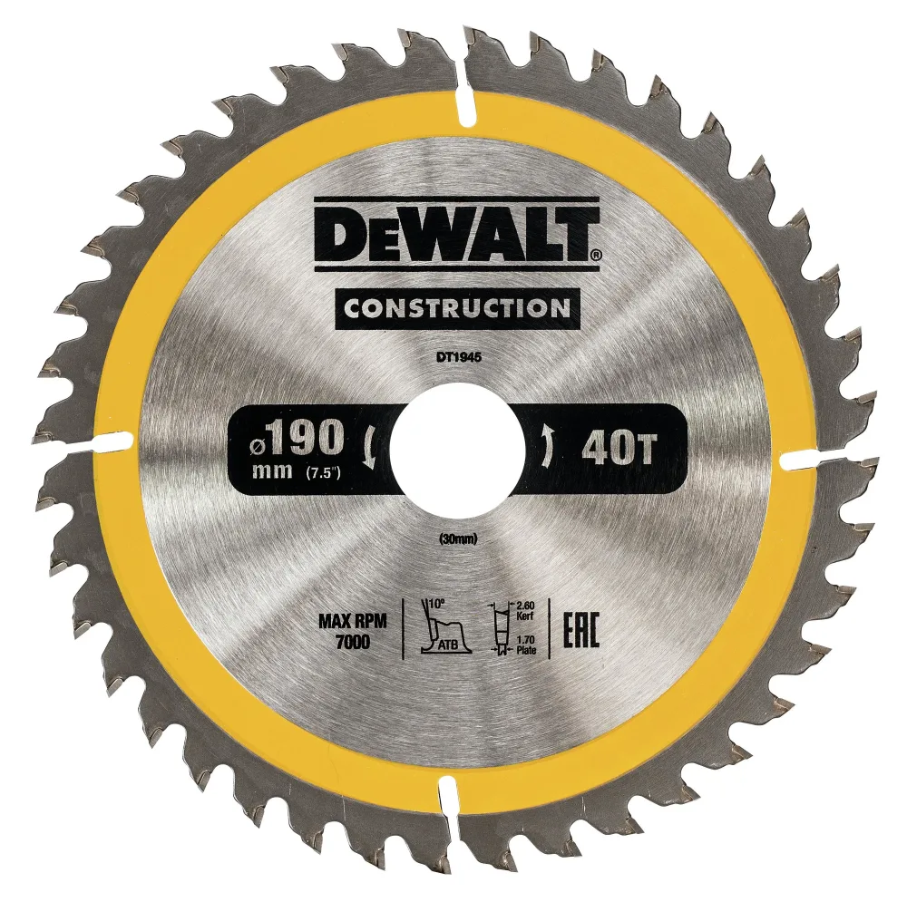 Dewalt DT1945-QZ Sågklinga 190 x 30 mm, 40T
