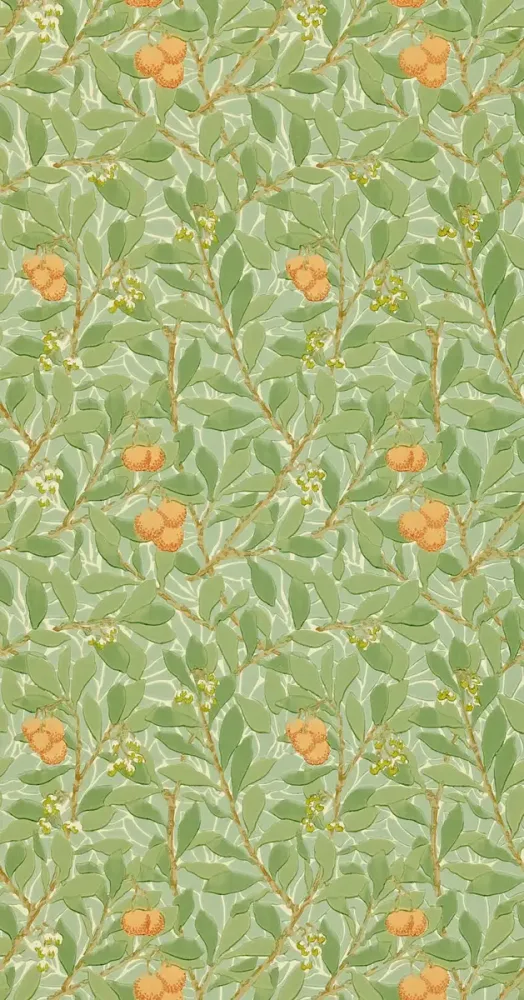 Morris & Co - Arbutus Green/Terracotta Morris and Friends Wallpa