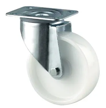 Tente 3470POR100P62 Länkhjul nylon, vit, platta 105x85 mm 100 mm