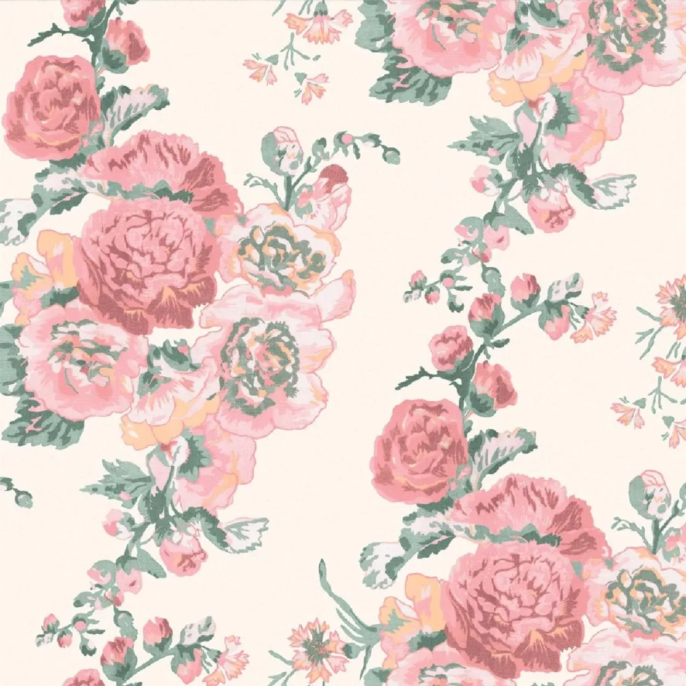 Laura Ashley Vol. 3 Hollyhocks 118479 Grön Tapet | Stuvbutiken