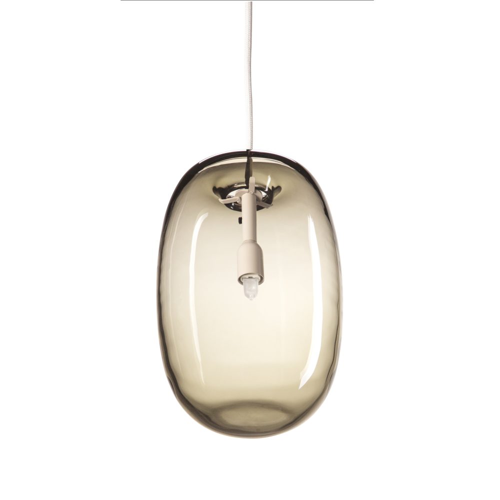 Pebble taklampa avlång, varmgrå-glas