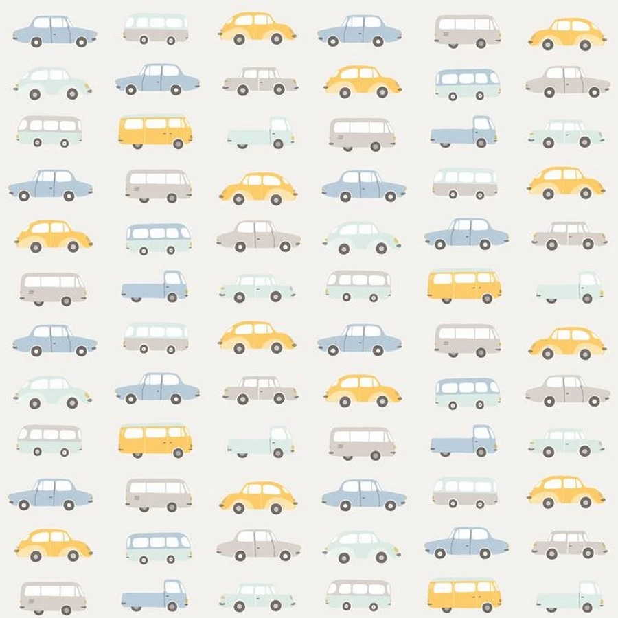 Happy Dreams All Over Vintage Cars Bleu/jaune Hpdm82766214 Tapet | Stuvbutiken - Bild 3