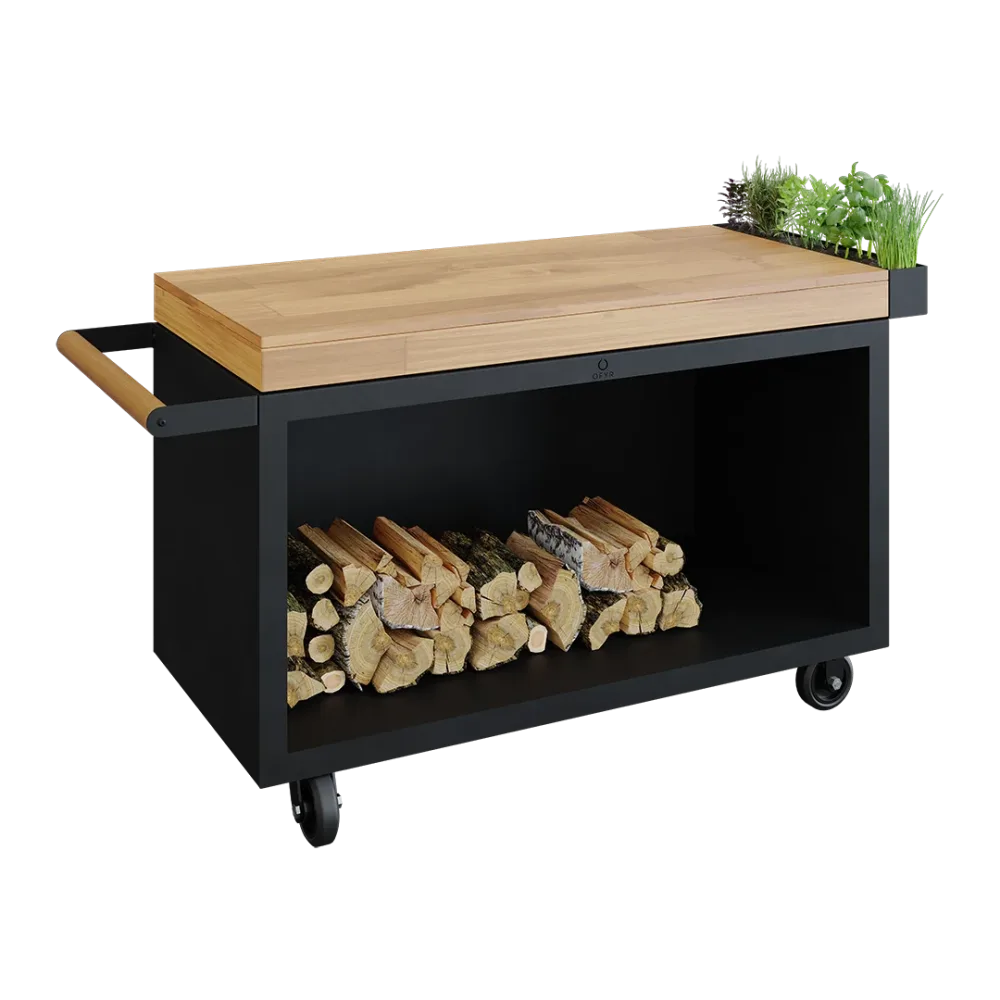 OFYR Mise en Place Table Black 135 PRO TW Arbetsbord 135x65cm Skärbräda i teak
