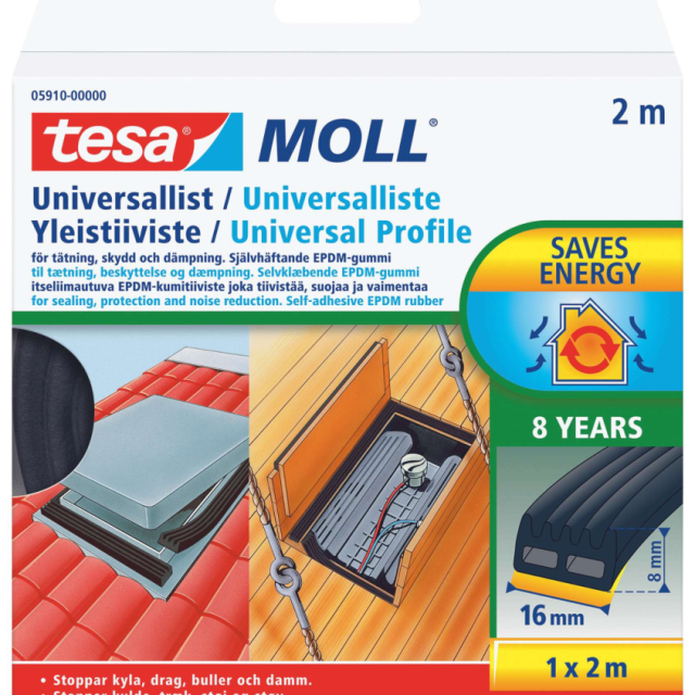 UNIVERSALLIST SVART 8X15MM 2M TESA 05910 EPDM SJH MAX 7MM