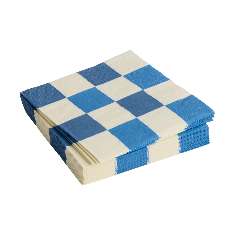 Pattern Lunch Check servett 33x33 cm 20-pack, Off white-blue M