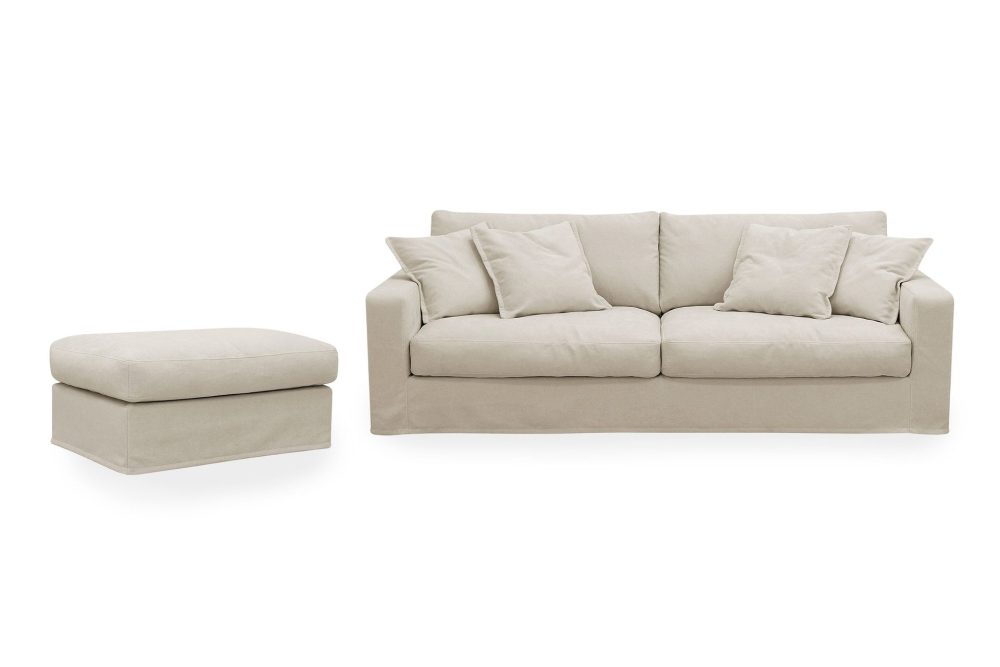 Valencia Extra Djup 3-sits soffa + fotpall med avtagbar och tvättbar klädsel