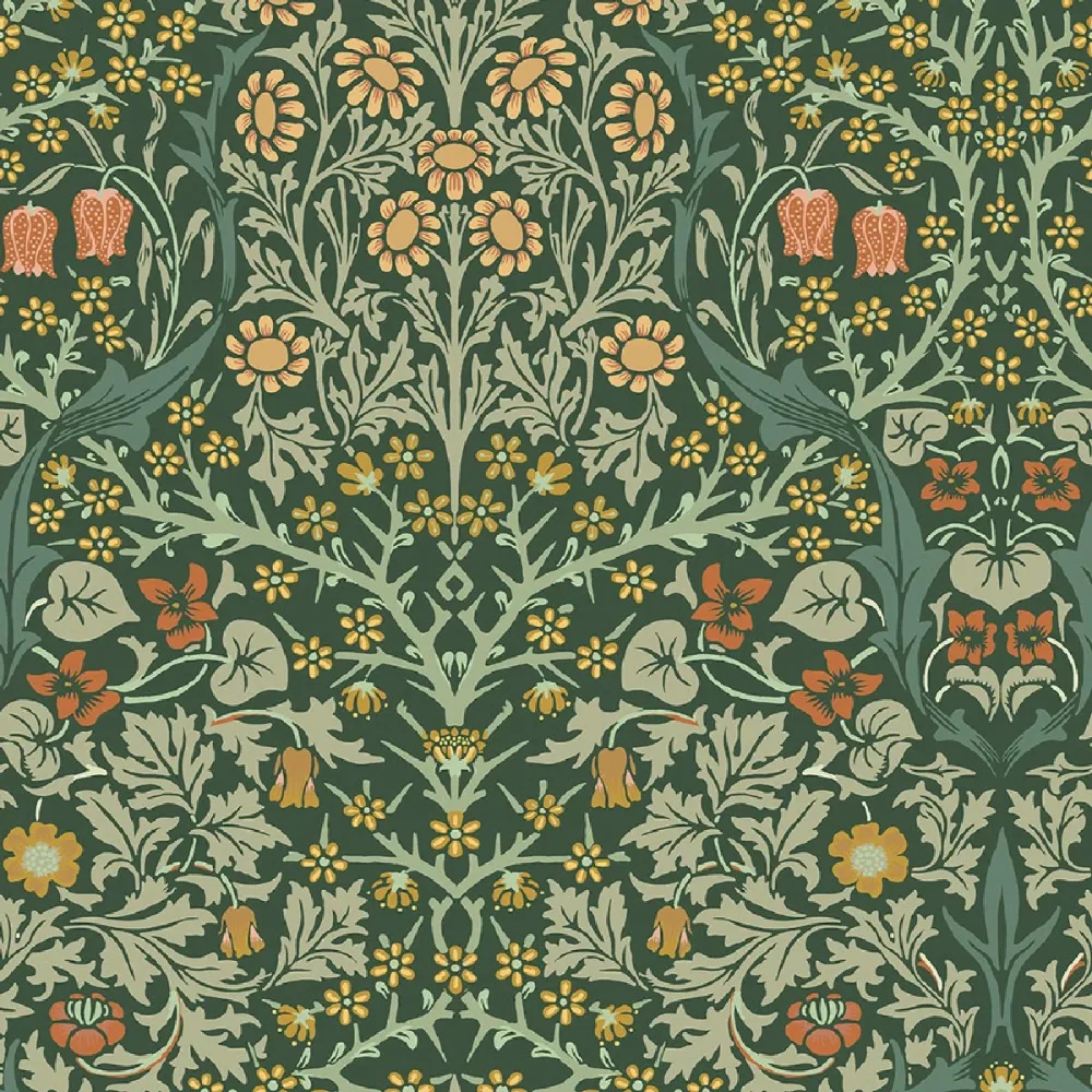 William Morris At Home Blackthorn Deep Green 124252 Grön Tapet | Stuvbutiken