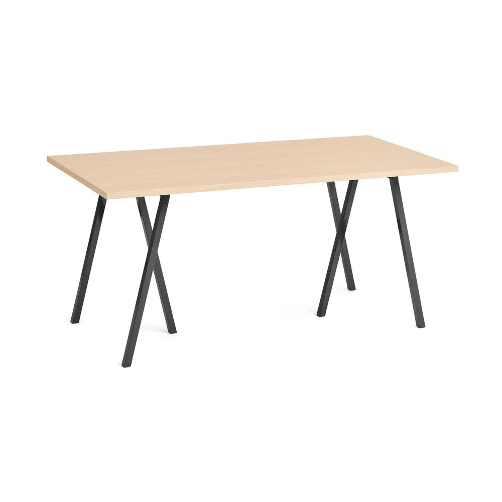 Loop Stand matbord 77,5x160 cm, Black-black linoleum-lacq. oak