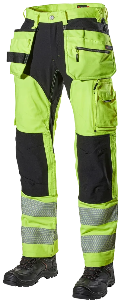 L.Brador 1072PB Arbetsbyxa hi-vis gul/svart, klass 2 D92