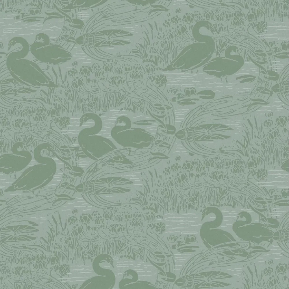 Laura Ashley Vol. 3 Swans 118472 Grön Tapet | Stuvbutiken - Bild 2