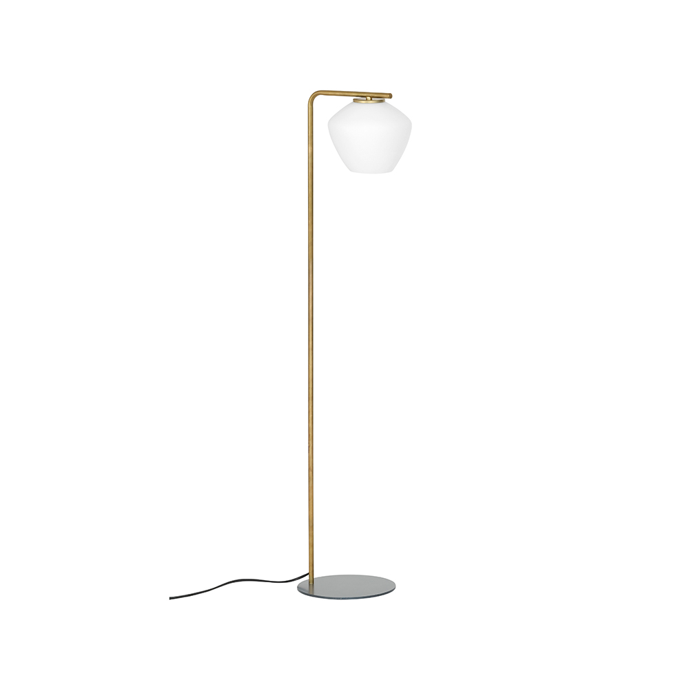 DK golvlampa, rå mässing/matt vit