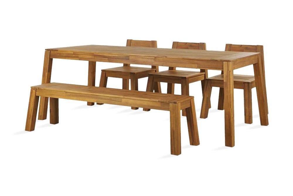 Coteto Matgrupp Utomhus 225 cm + 3 Utestolar + Bänk Utomhus