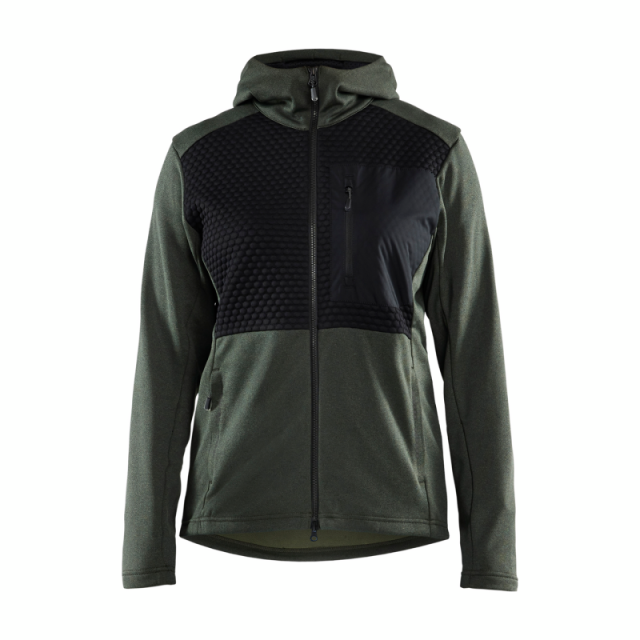 LUVTRÖJA BLÅKLÄDER 3542 DAM ZIP GR/SV M, HÖSTGRÖN/SVART FULL ZIP