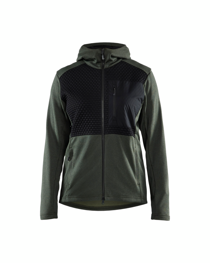 LUVTRÖJA BLÅKLÄDER 3542 DAM ZIP GR/SV M, HÖSTGRÖN/SVART FULL ZIP