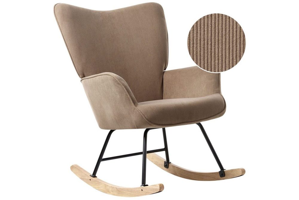 Gungfåtölj Arset Beige/svart/ljust trä
