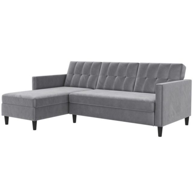 Bäddsoffa Hartford 213x153x82 cm, Grå, Sammet