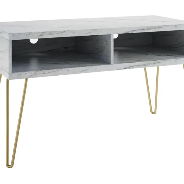 Athena Tv-bänk 107x50 cm Vit/Marmormönster