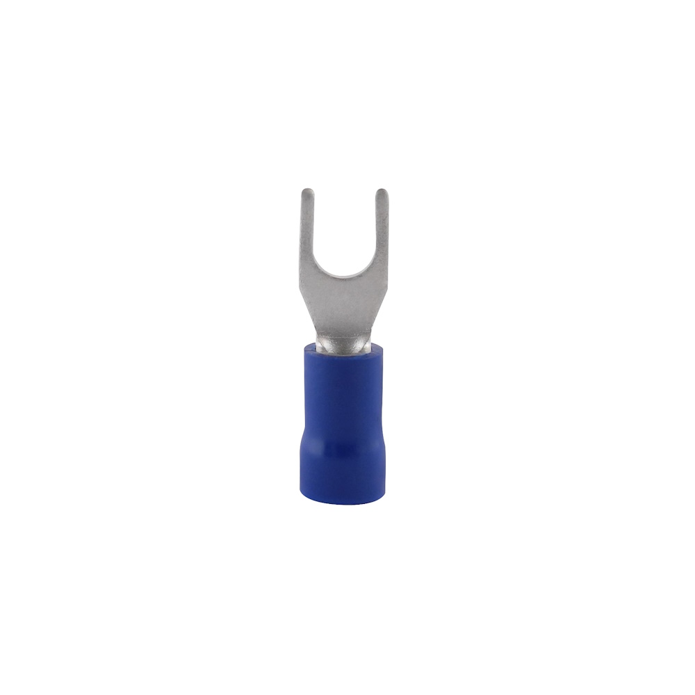 Gaffelkabelsko Mässing Isolerad 1,0-2,5mm², M4, Blå, 100st, nELCO 9908018