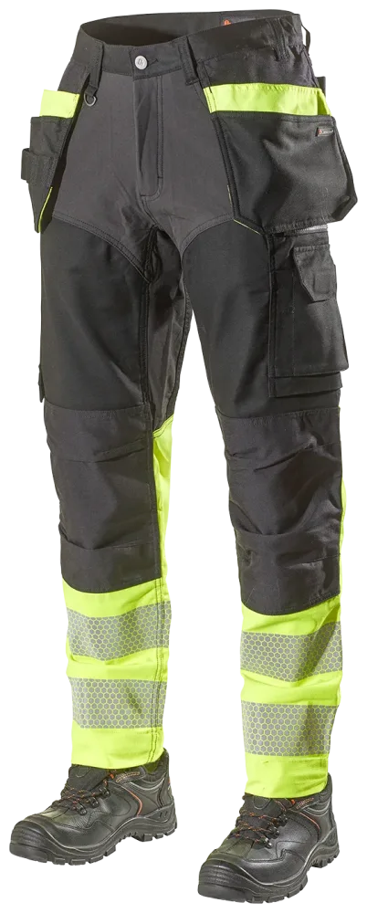 L.Brador 1074PB Arbetsbyxa svart/hi-vis gul, klass 1 Svart/Hi-vis gul
