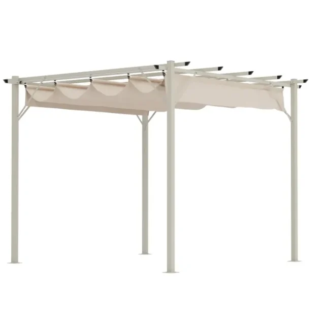 Loppes Pergola med skjutbart tak 3x3 m i stål