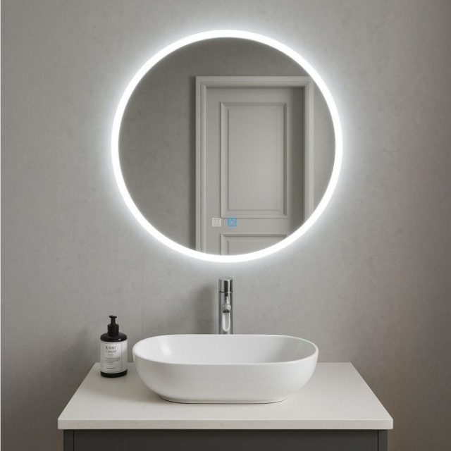 Clas Rund Badrumsspegel med LED-belysning 120 cm