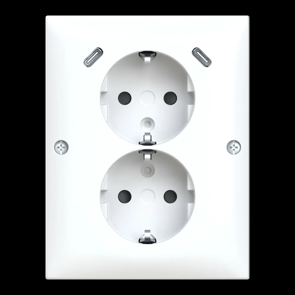 ABB Saga 402EE2USBC-916 Vägguttag hörn, 2-vägs, 2 x USB-C