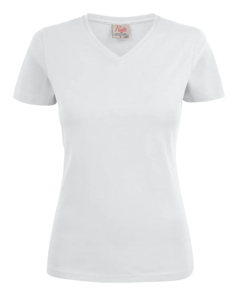 Printer Heavy V-neck Lady T-shirt Svart Svart