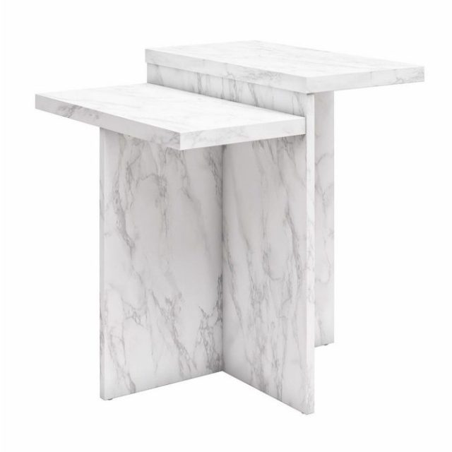 Sidobord/Avslutningsbord Brielle Vit Marmor