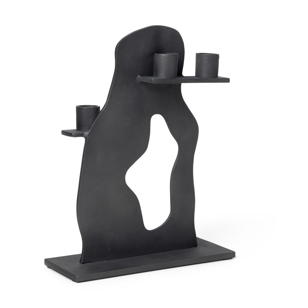 Erode ljusstake 21x27x4 cm, Blackened Aluminium