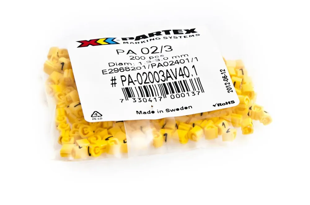 Partex PA02401/AC Kabelmärkning AC, Ø1,3-3 mm, 200-pack