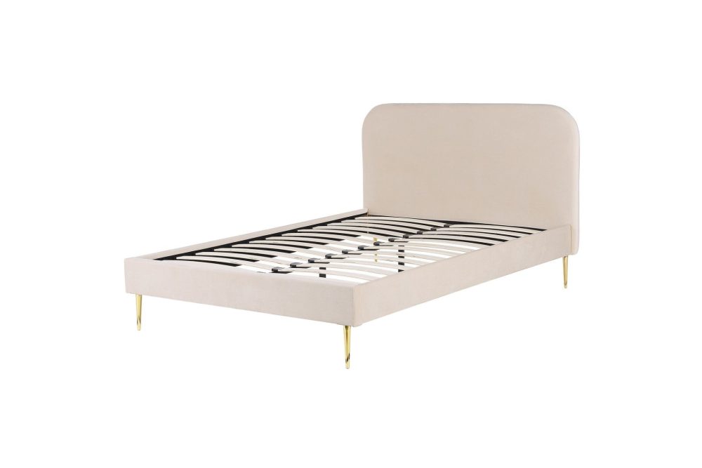 Dubbelsäng av sammet 140 x 200 Beige FLAYAT