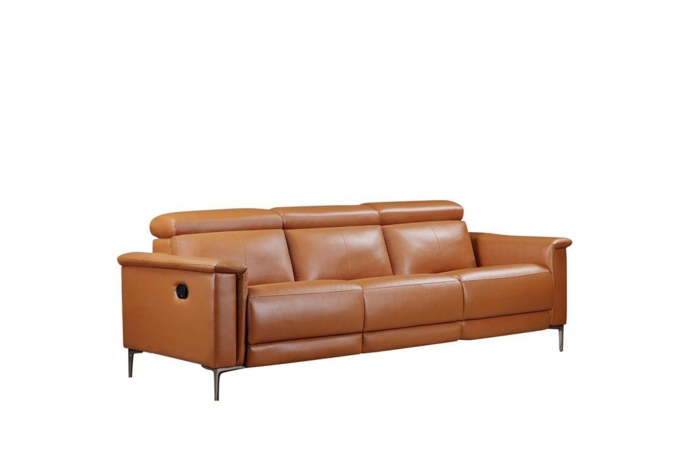 3-sitssoffa Lund Cognac, PU, Manuell vilstol