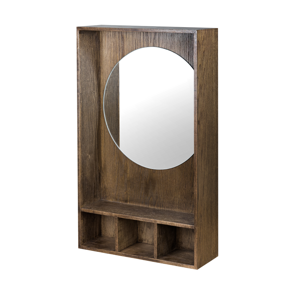 Show-me spegel med hylla small, Dark oiled