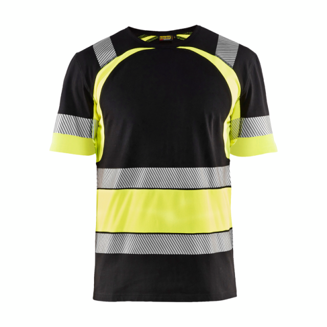 T-SHIRT BLÅKLÄDER 3421 1030 SVART, VARSELGUL L