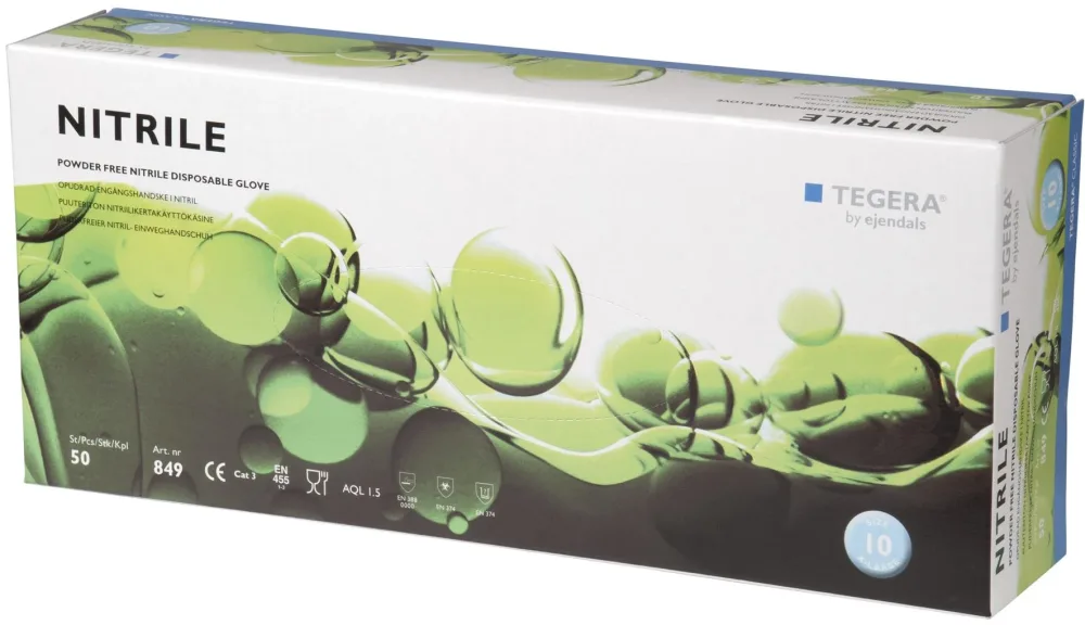 Tegera 849 Engångshandske Svart nitril, Opudrad 9, 50-pack