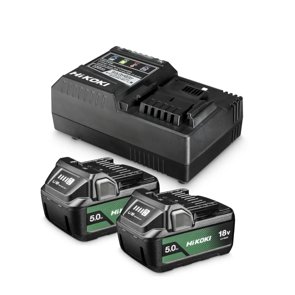 HiKOKI 2XBSL1850MA+UC18YSL3 Laddpaket 18 V, 5,0 h
