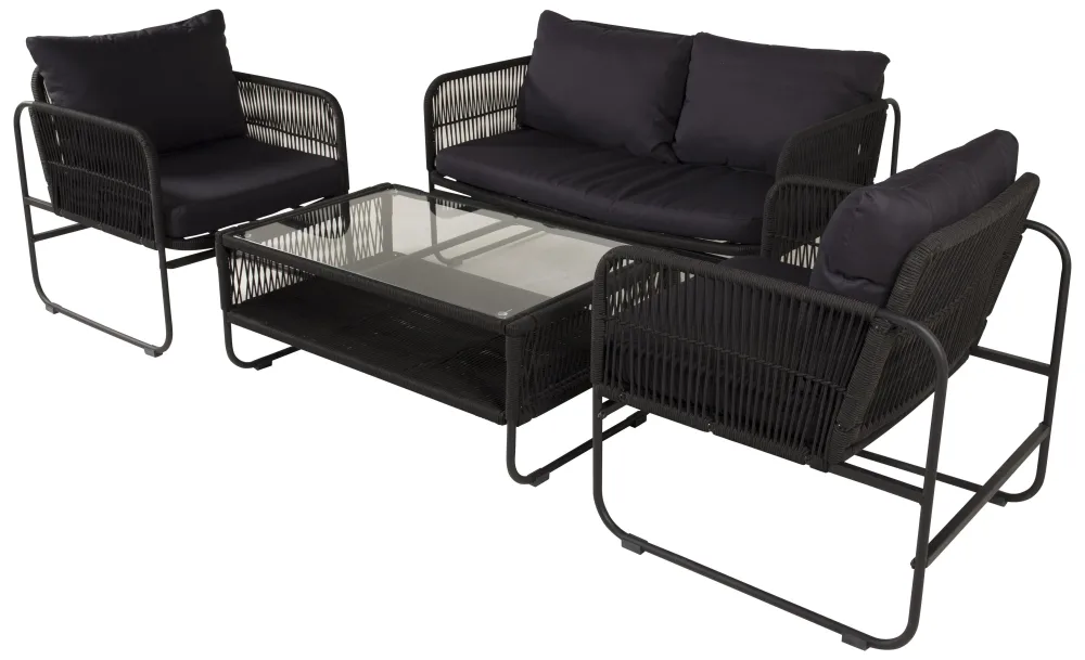 Venture Home Utah 1383-022 Loungeset bord, soffa, fåtöljer, svart