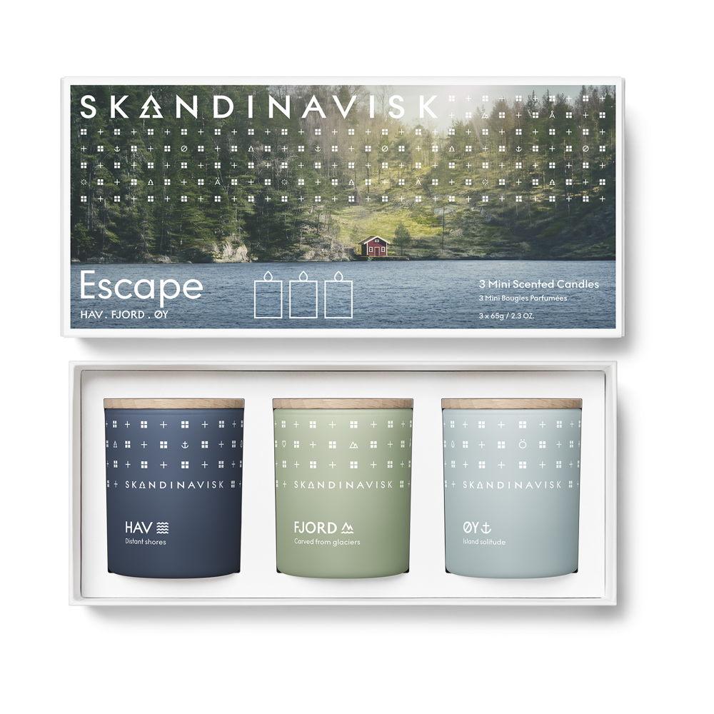 ESCAPE mini dofljus gåvoset 3 delar, 65 g