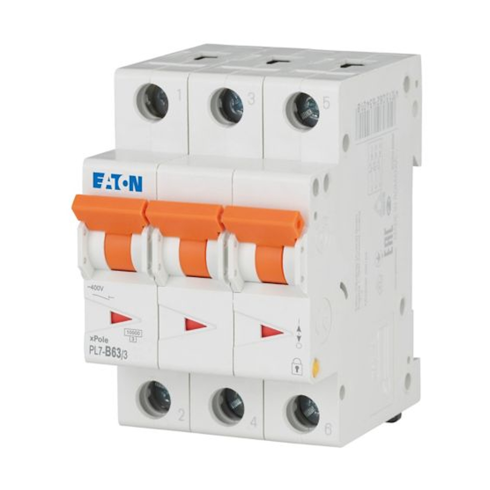 Miniatyrbrytare 3Poler B-Kurva 63A 400V IP20 Eaton