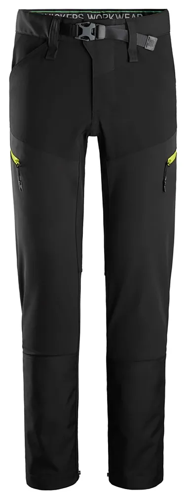 Snickers Workwear 6948-0467 FlexiWork Arbetsbyxa stretch. softshell, svart/gul 58