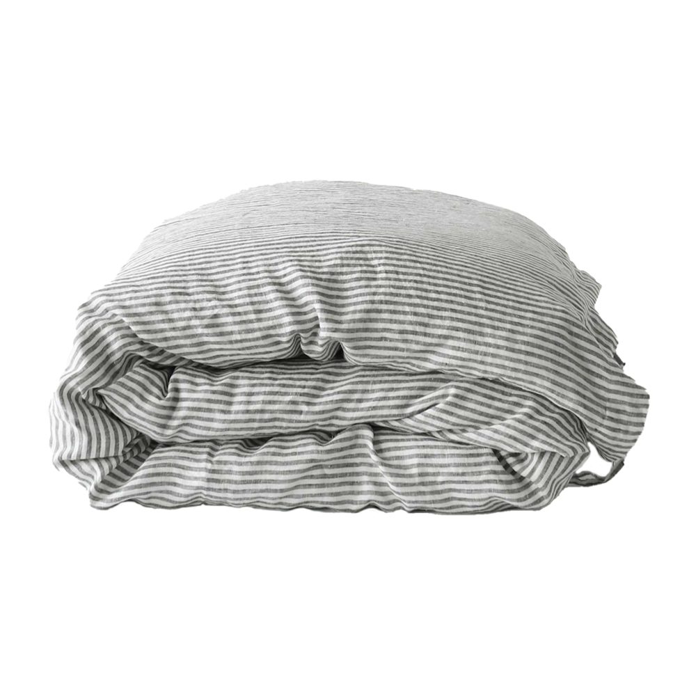 Påslakan linne 220x240 cm, Grey/white